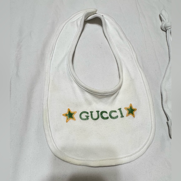 Gucci vintage baby cotton two-piece hat & bib with Gucci logo - Picture 5 of 11